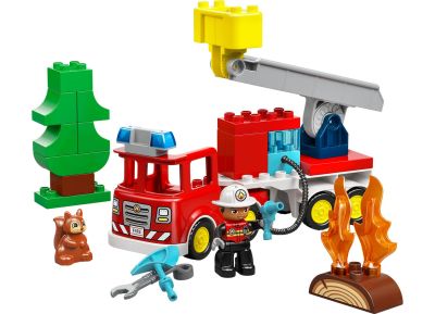 Fire Truck with Hose and Firefighter